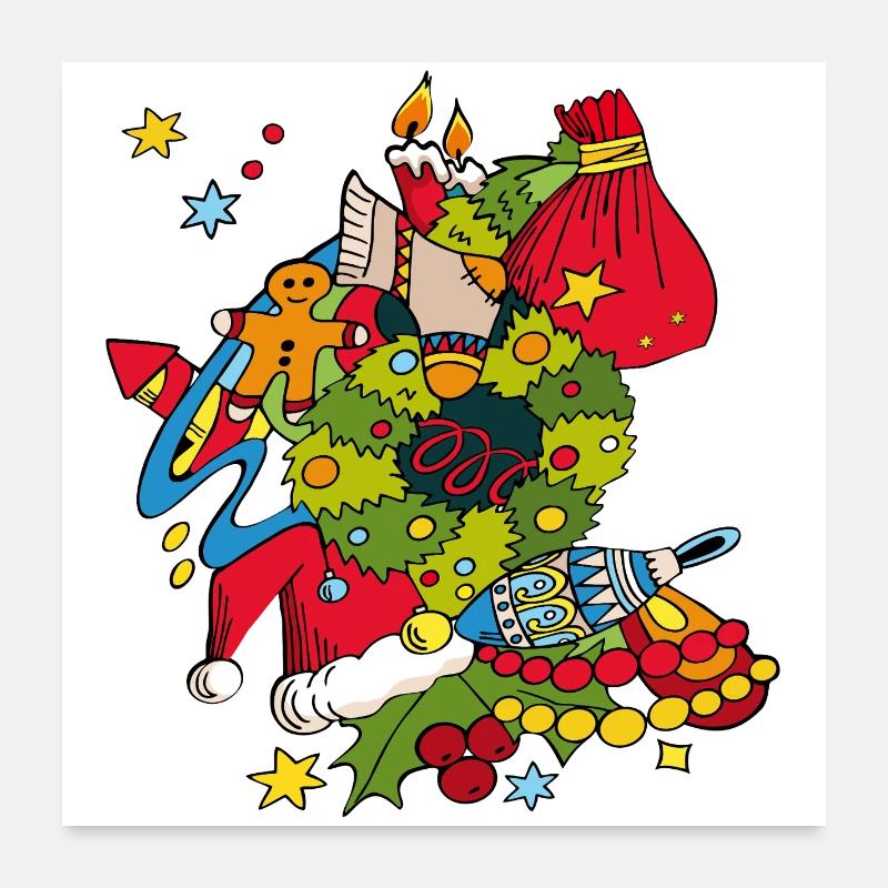 Weihnachtsbild - Poster 60x60 cm - Weiß