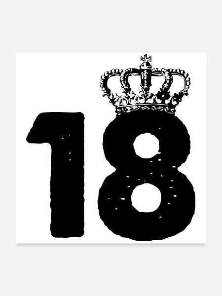 18 Krone - Poster 60x60 cm - Weiß