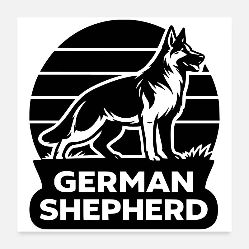 Silhouette du berger allemand Poster 60 x 60 cm