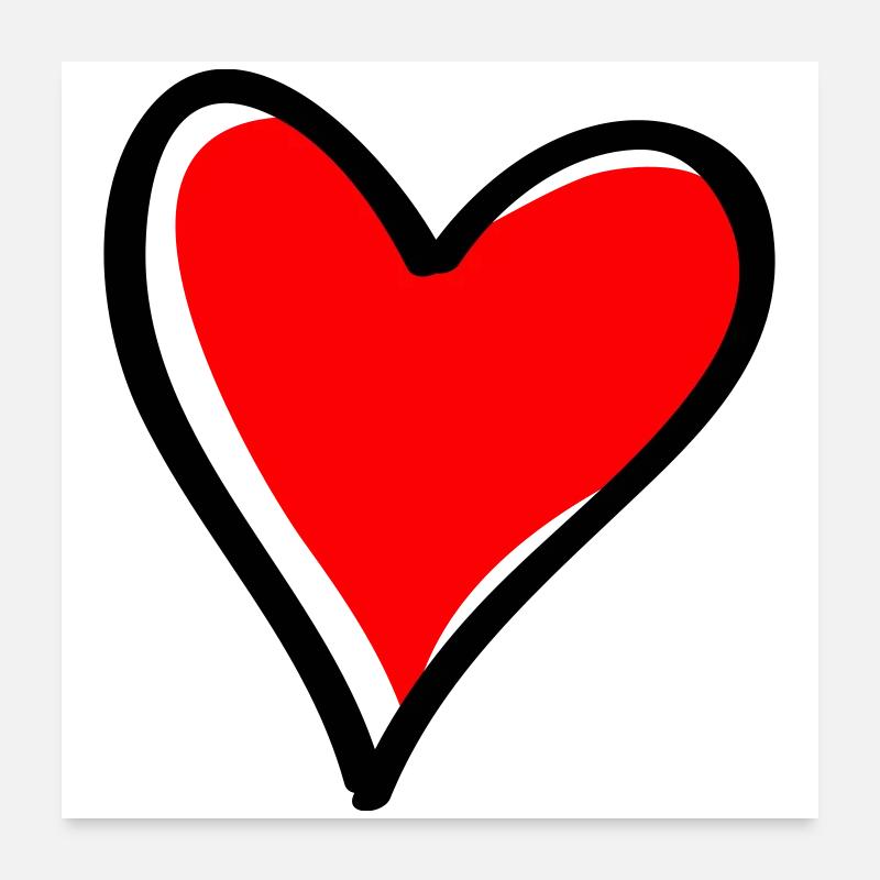 Red Heart Minimal Icon Poster 24" x 24" (60x60 cm)