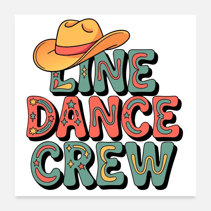Troupe de danse en ligne rétro Poster 60 x 60 cm