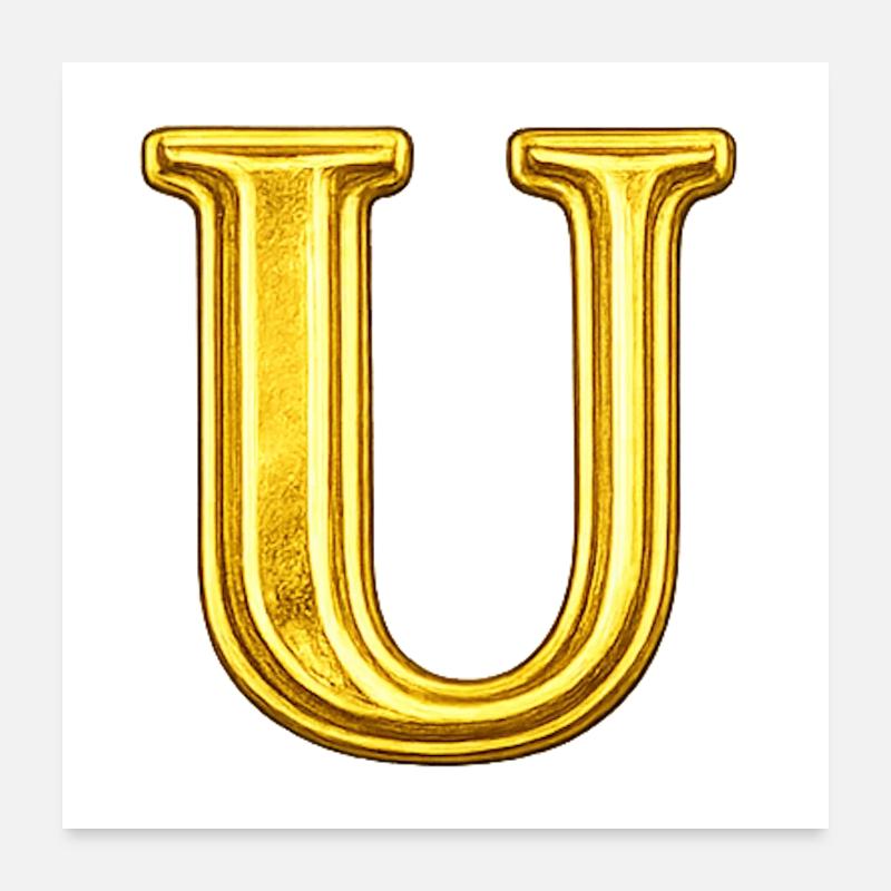 Monogramme Golden U Poster 60 x 60 cm