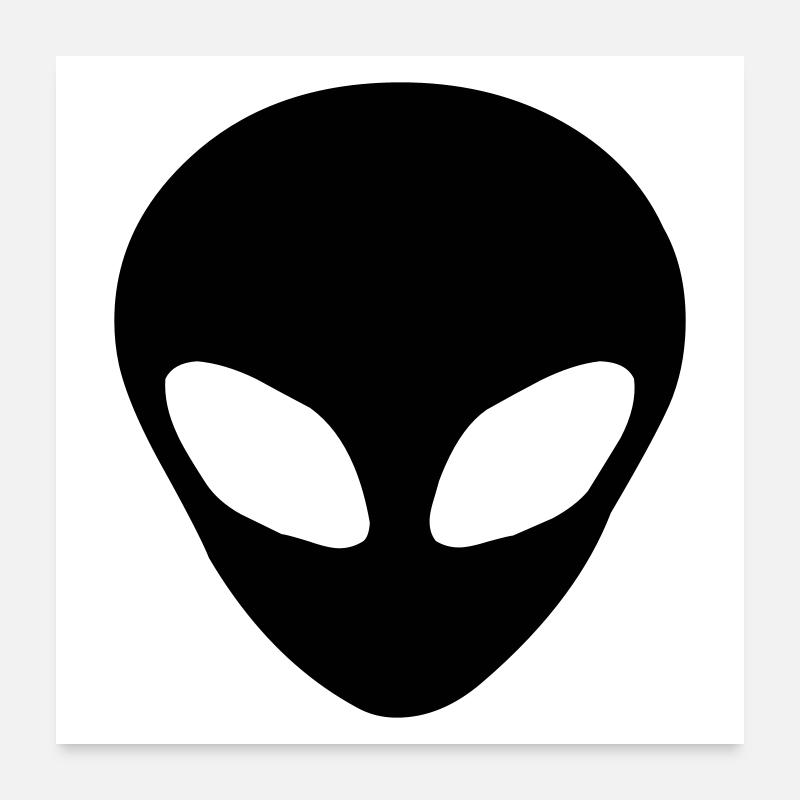 Alien head - Poster 60 x 60 cm - blanc