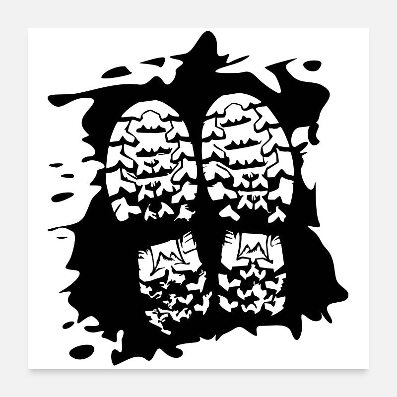 Twin Trails - Empreintes de chaussures [Noir] Poster 60 x 60 cm