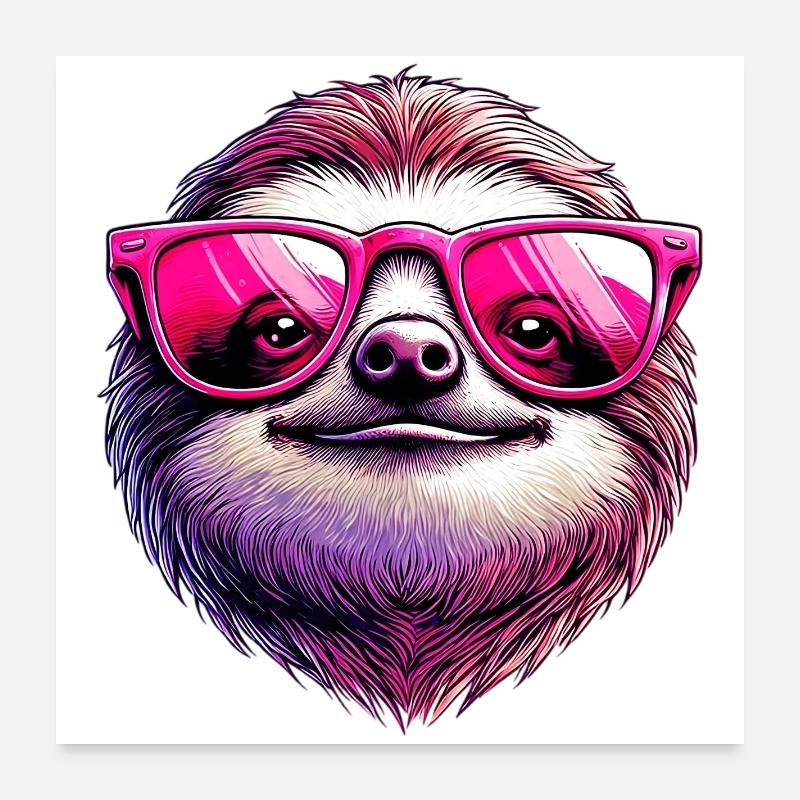 Faultier mit Sonnenbrille Poster 60x60 cm