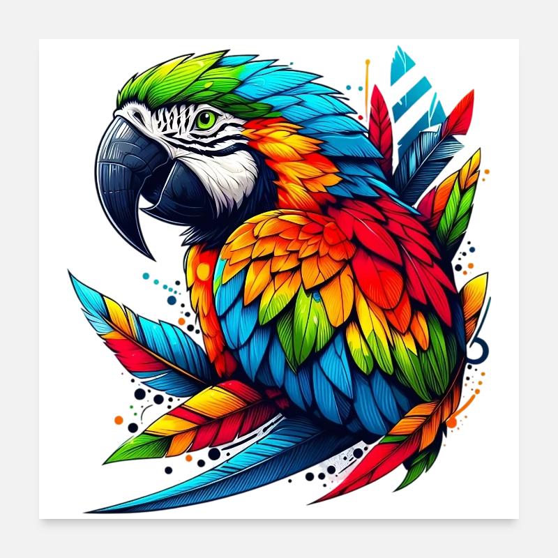 Perroquet Poster 60 x 60 cm