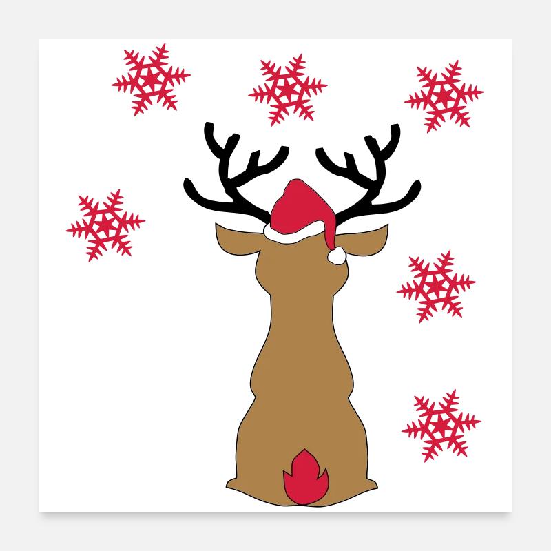 Sticker Renne dans la neige pour Noël Poster 60 x 60 cm