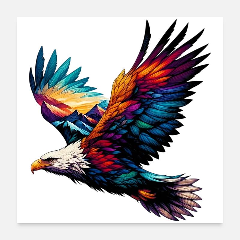 Adler - Poster 60x60 cm - Weiß