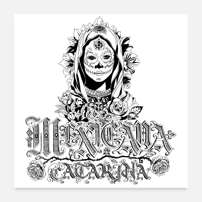 Mexicana Catarina black - Poster 60x60 cm - Weiß