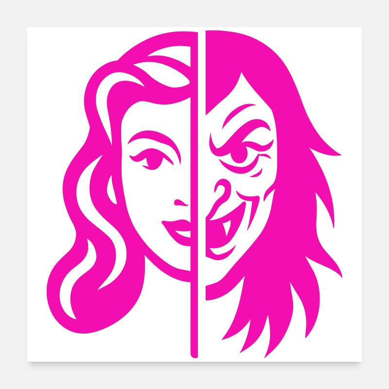 Contraste du visage divisé Poster 60 x 60 cm