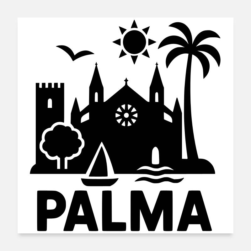 Palma Silhouette Majorque Poster 60 x 60 cm