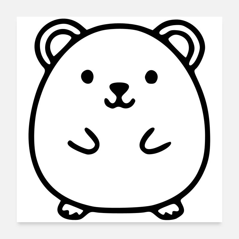 Hamster Lineart Vector Poster 24" x 24" (60x60 cm)