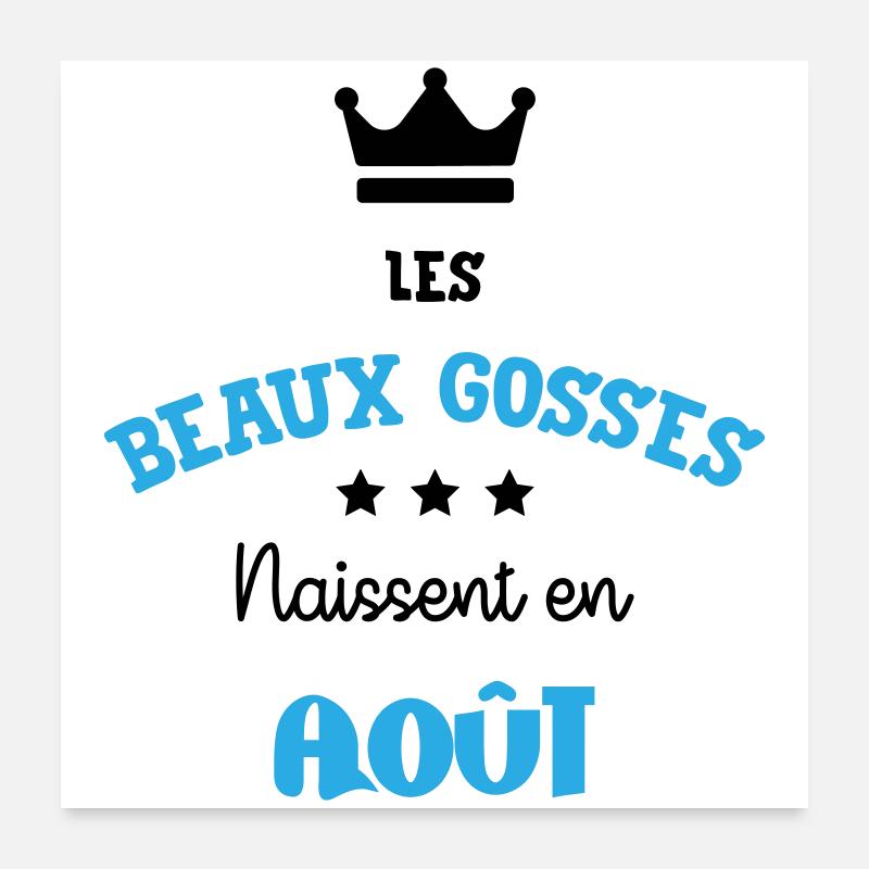 Cadeau naissance bébé garçon Août Beaux Gosses BG Poster 60 x 60 cm