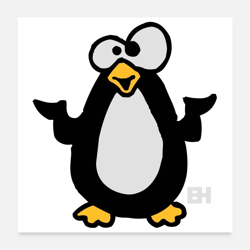 Cute Penguin Illustration for Apparel - Poster 24" x 24" (60x60 cm) - white