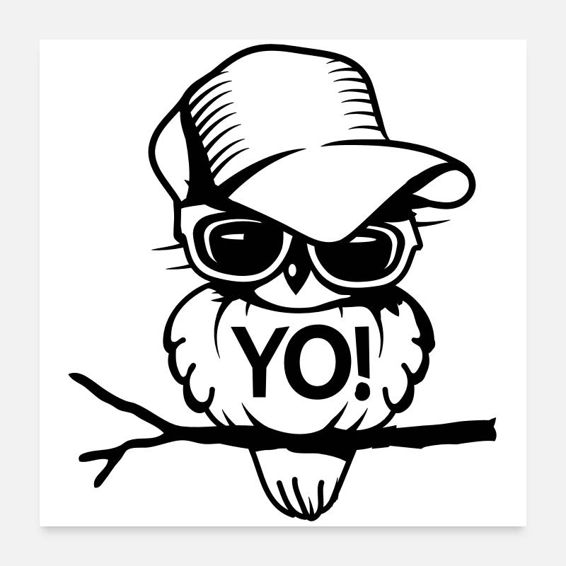 Un oiseau avec des lunettes de soleil Poster 60 x 60 cm