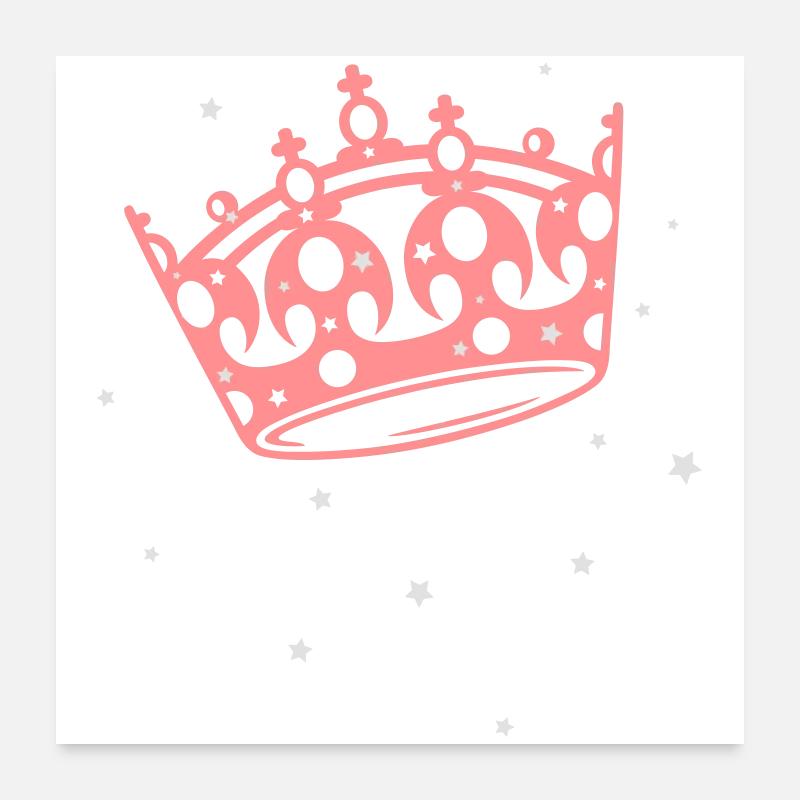 Princesse, Queen Couronneavec des étoiles. Poster 60 x 60 cm