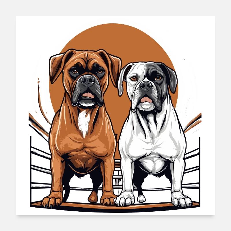 Chiens Boxer Poster 60 x 60 cm