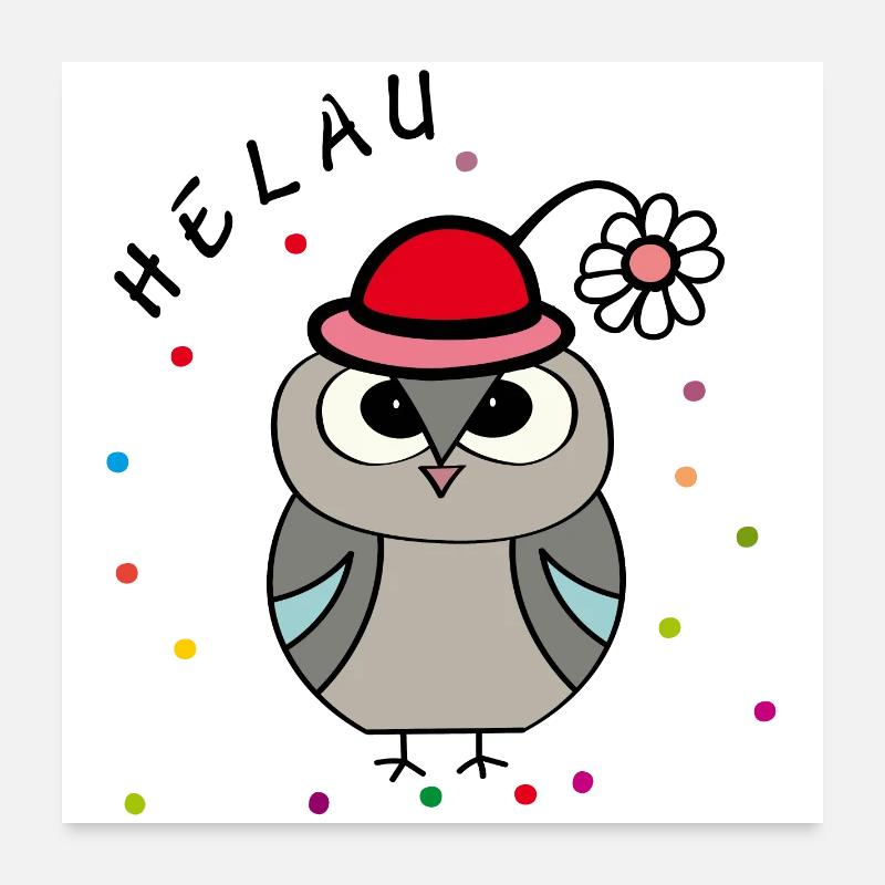 Helau Fasching Eule Poster 60x60 cm
