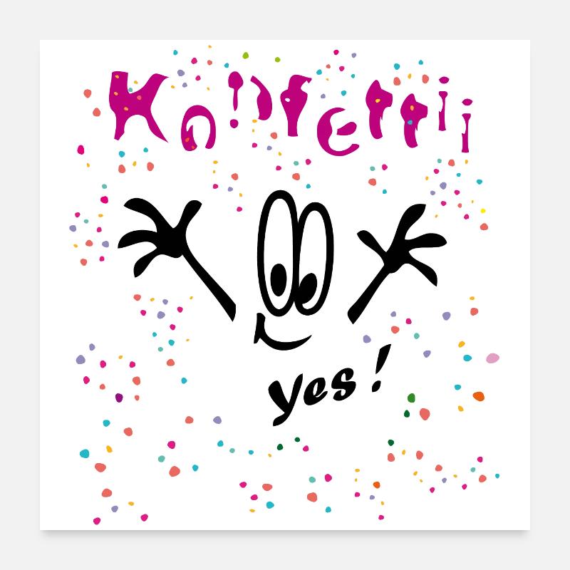 Confettis Carnaval Bande Dessinée Poster 60 x 60 cm