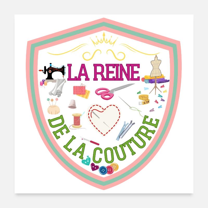 Reine de la couture. Couturière. Machine à coudre. Poster 60 x 60 cm