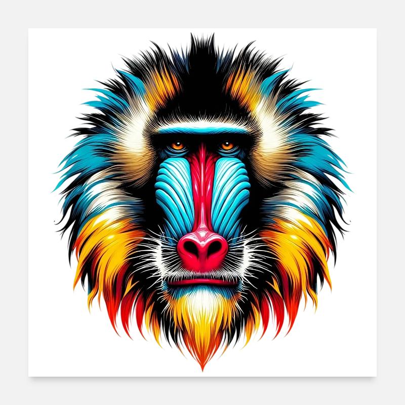 Singe mandrill Poster 60 x 60 cm