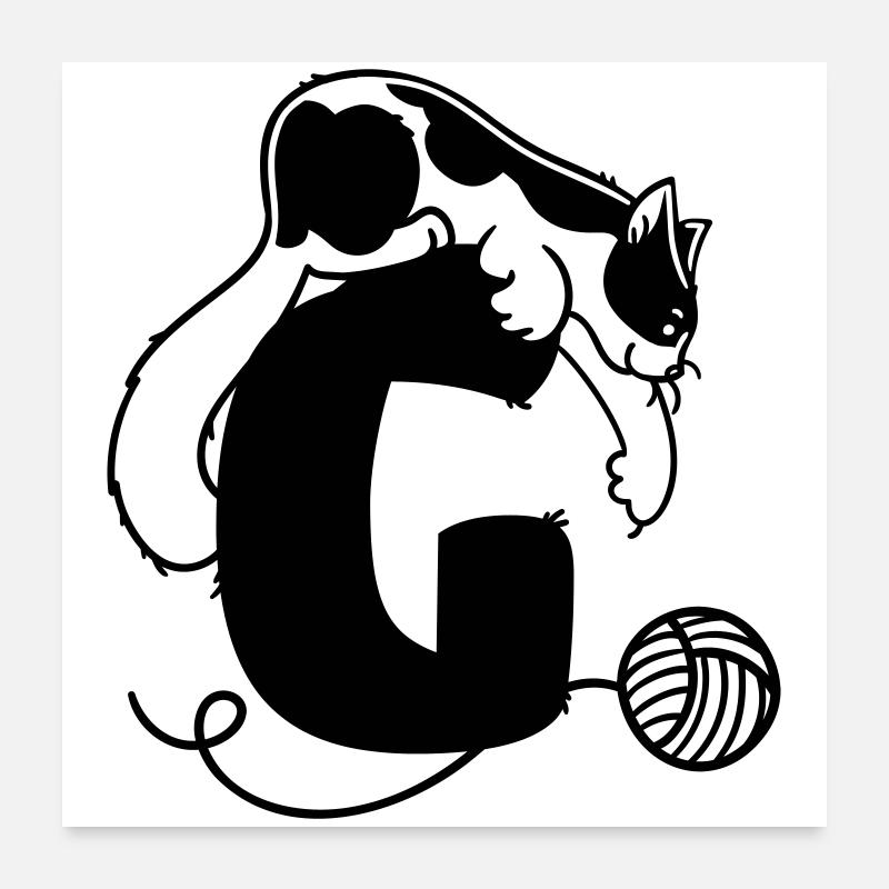 Katze Buchstabe G Poster 60x60 cm
