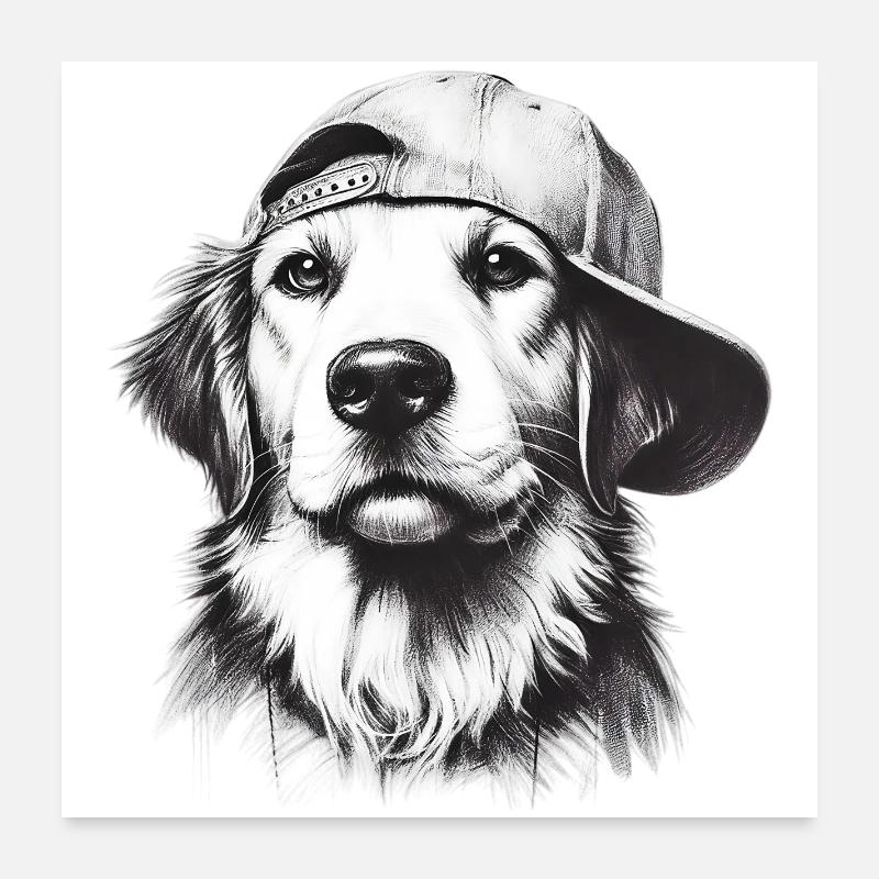 Chien - Poster 60 x 60 cm - blanc