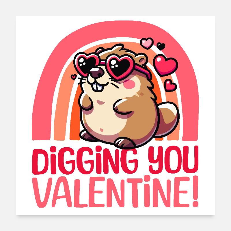 Tu es génial, Valentin - Design de marmotte mignon Poster 60 x 60 cm