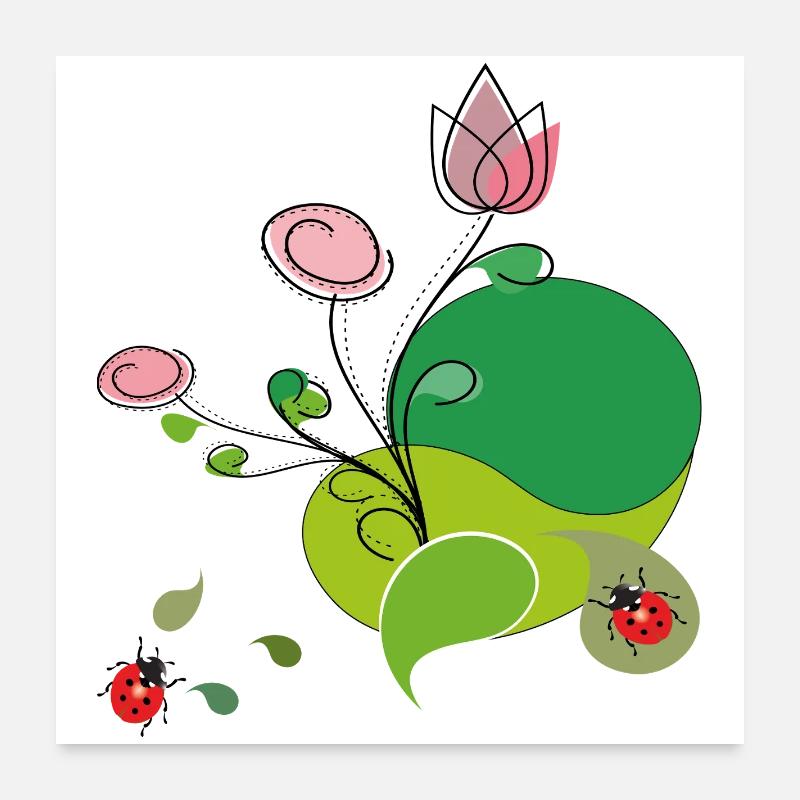 Flower with ladybug Poster 24" x 24" (60x60 cm)