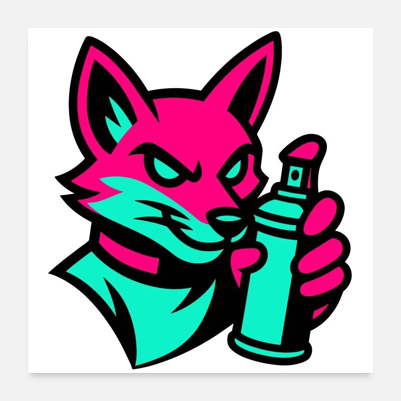 Graffiti Renard Poster 60 x 60 cm