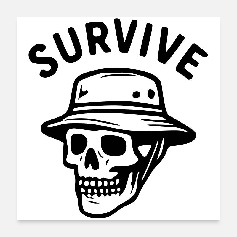 Survive - tête de mort Poster 60 x 60 cm