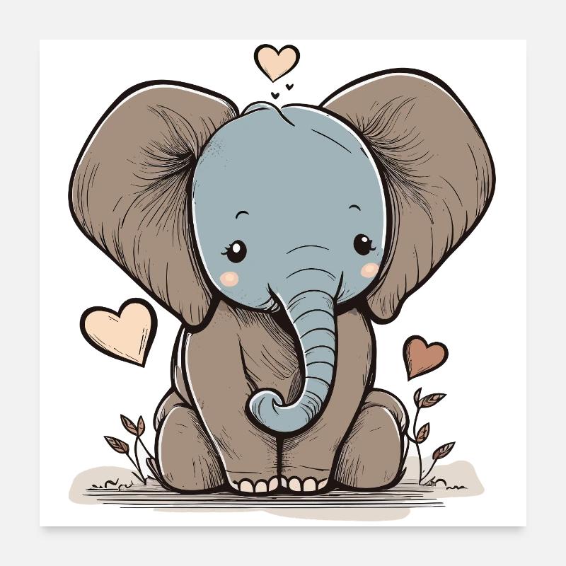 Cuddly elephant with heart Poster 24" x 24" (60x60 cm)