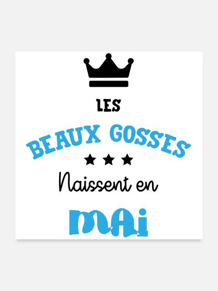 Cadeau naissance bébé garçon Mai Beaux Gosses BG - Poster 60 x 60 cm - blanc - Devant