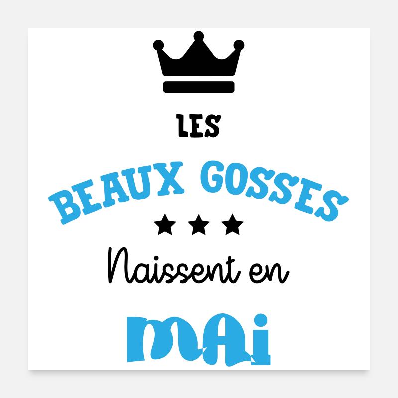 Cadeau naissance bébé garçon Mai Beaux Gosses BG Poster 60 x 60 cm