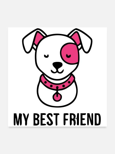 Meilleur ami, amour des chiens, maman de chien, promenade - Poster 60 x 60 cm - blanc - Devant