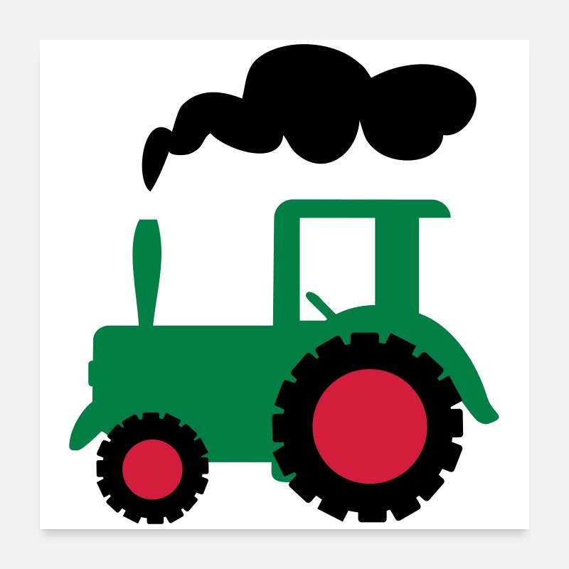 traktor trecker landwirtschaft - Poster 60x60 cm - Weiß
