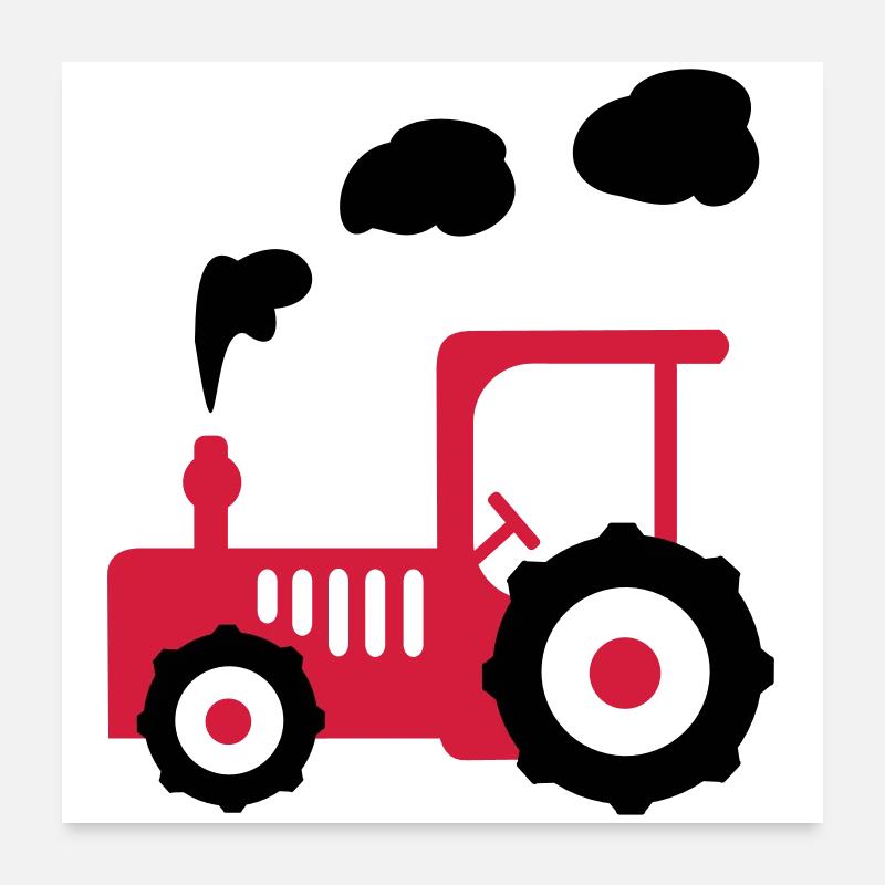 tracteur - Poster 60 x 60 cm - blanc