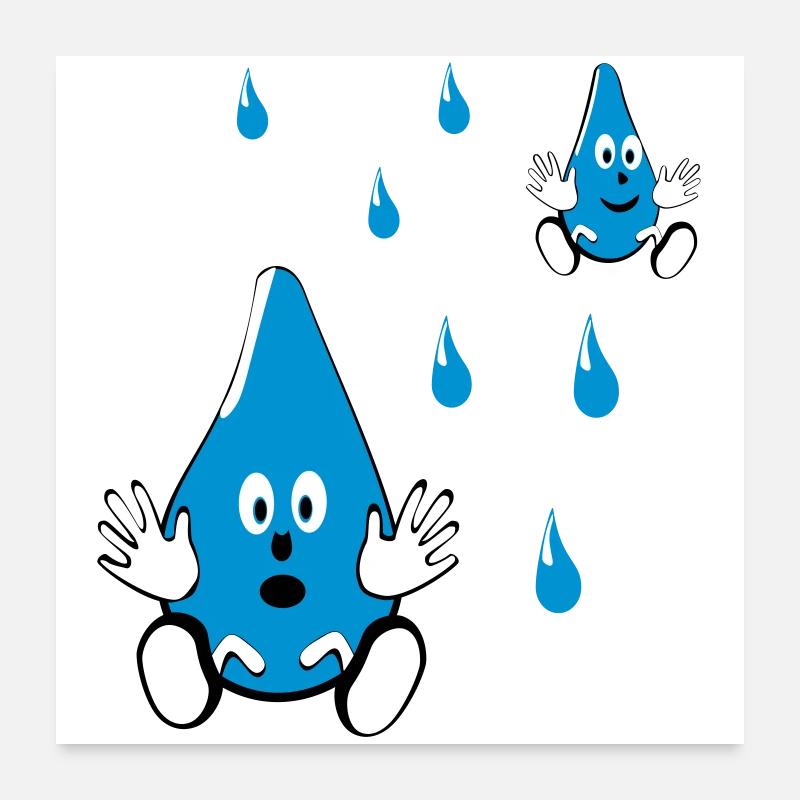 Kleine Wassertropfen Freunde Poster 60x60 cm