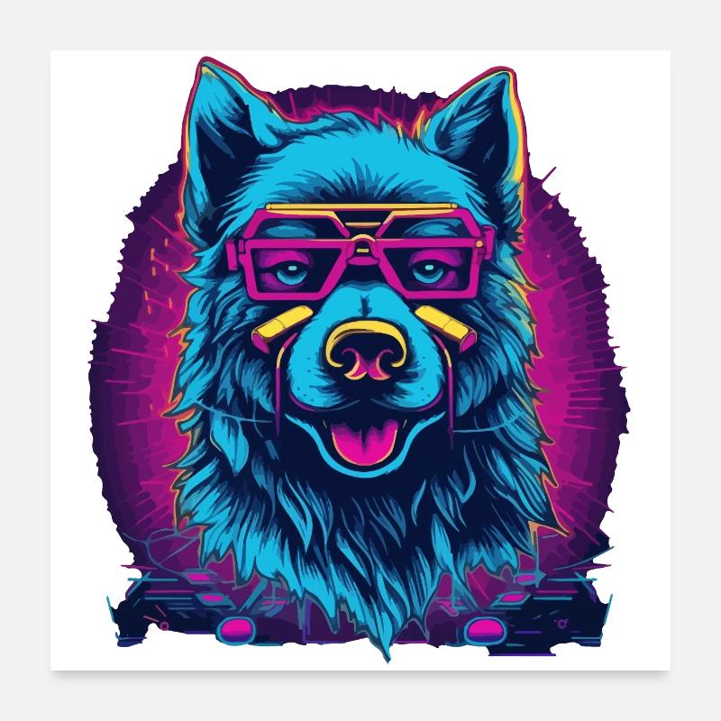 Neon Wolf Retro Spectacled Wolf Poster 24" x 24" (60x60 cm)
