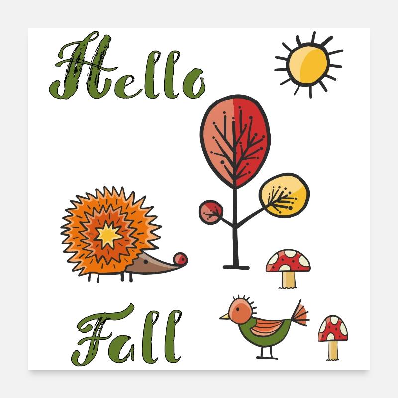 Hello Fall - Poster 60x60 cm - Weiß