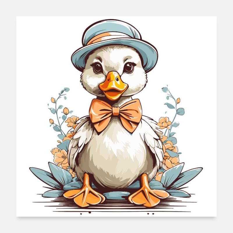Duck with hat Poster 24" x 24" (60x60 cm)