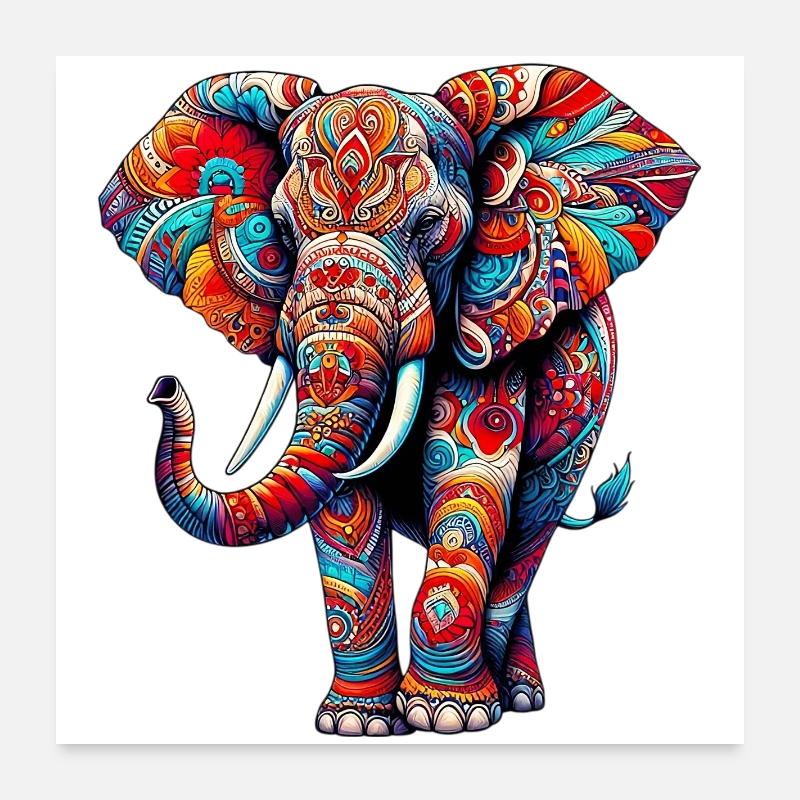 Éléphant - Poster 60 x 60 cm - blanc