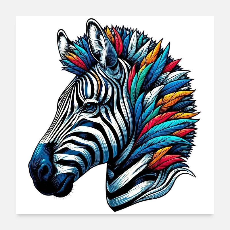 Zebra - Poster 60x60 cm - Weiß