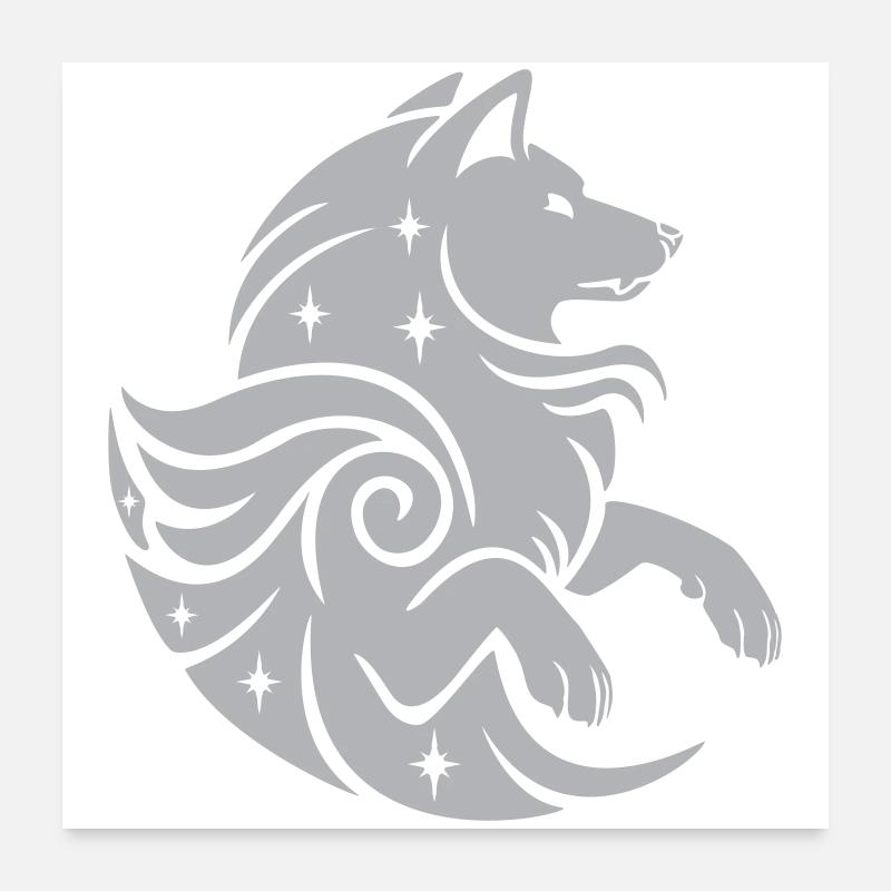 Star Wolf Magic Wappen - Farbe anpassbar Poster 60x60 cm