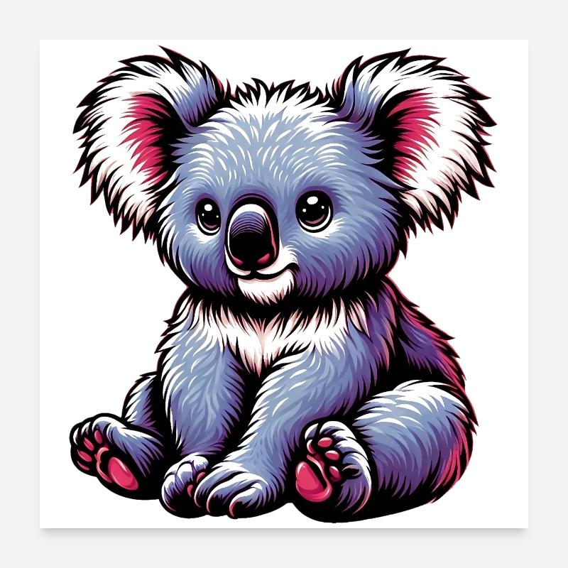 Koala - Poster 60x60 cm - Weiß