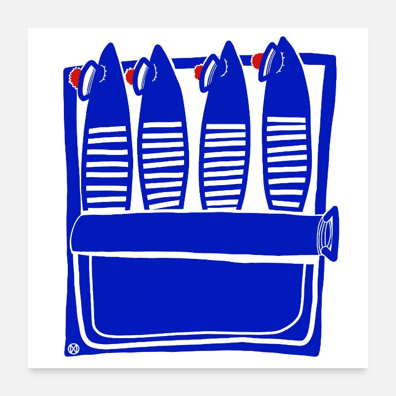 Sardines endormies, design mignon français Poster 60 x 60 cm
