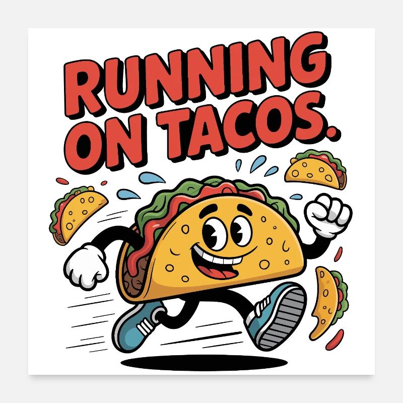 Running taco animation for fun and exercise Poster 24" x 24" (60x60 cm)