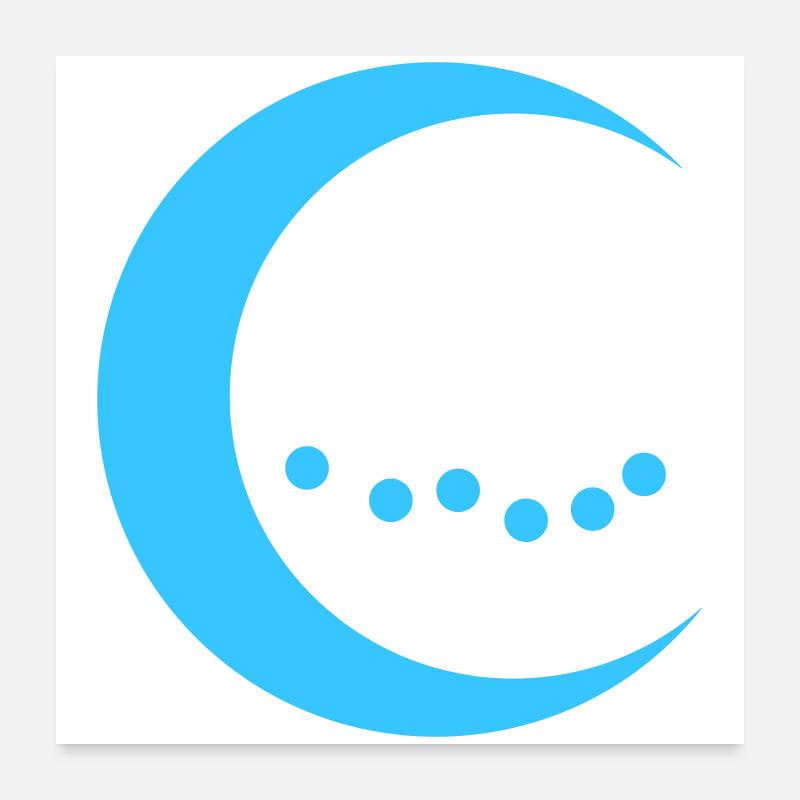 Blauer Mond mit Windspiel Poster 60x60 cm