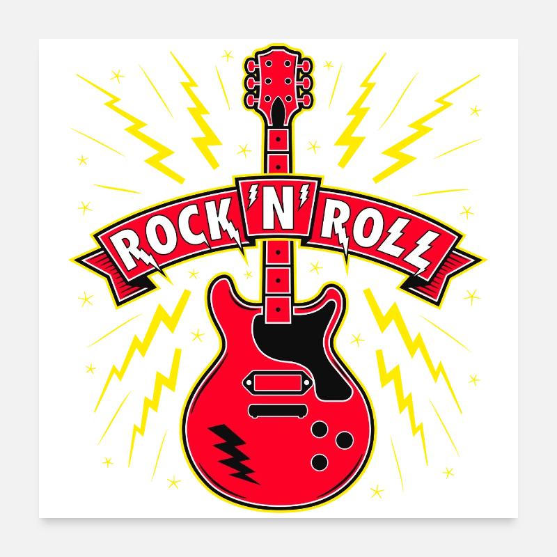 Rock 'N' Roll Guitar Poster 24" x 24" (60x60 cm)