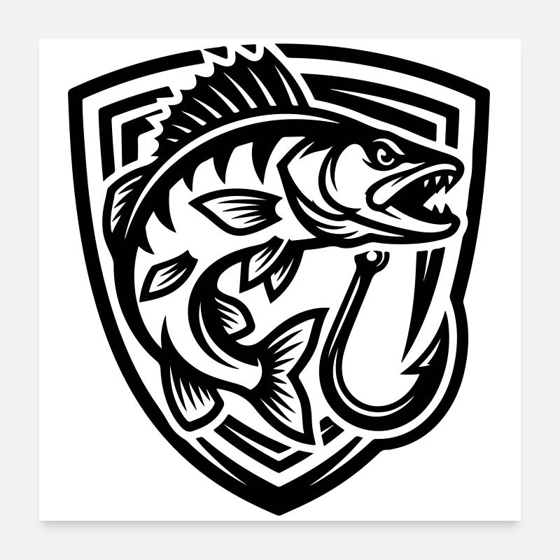 Blason de pêche au brochet Poster 60 x 60 cm